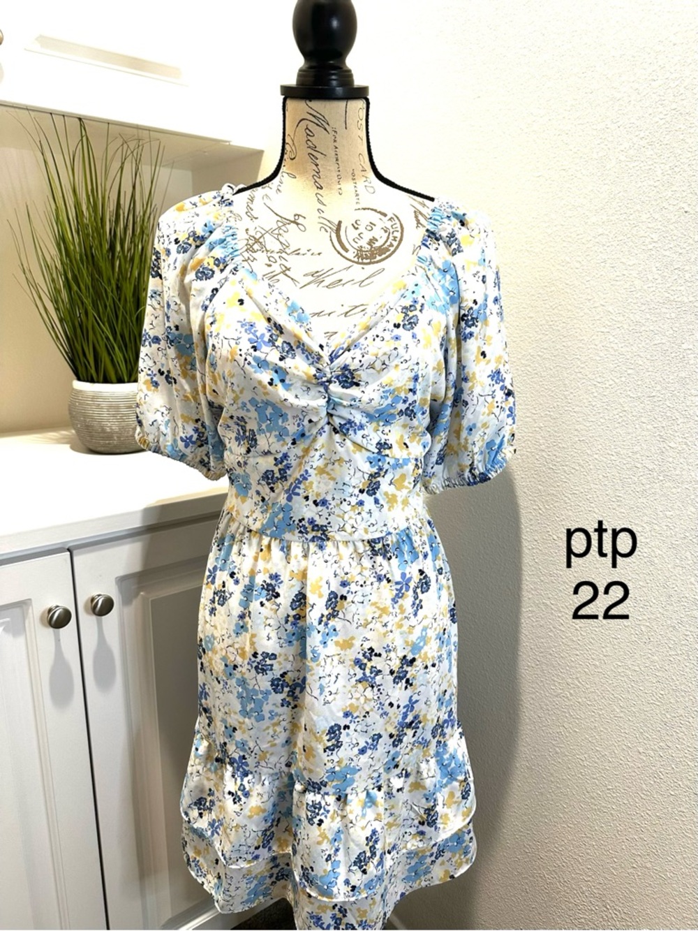 LC Lauren Conrad Light Blue Elastic Neckline Top